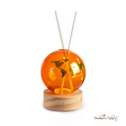 Bomboniera in vetro Diffondiprofumo Arancione con Planisfero Luce Led