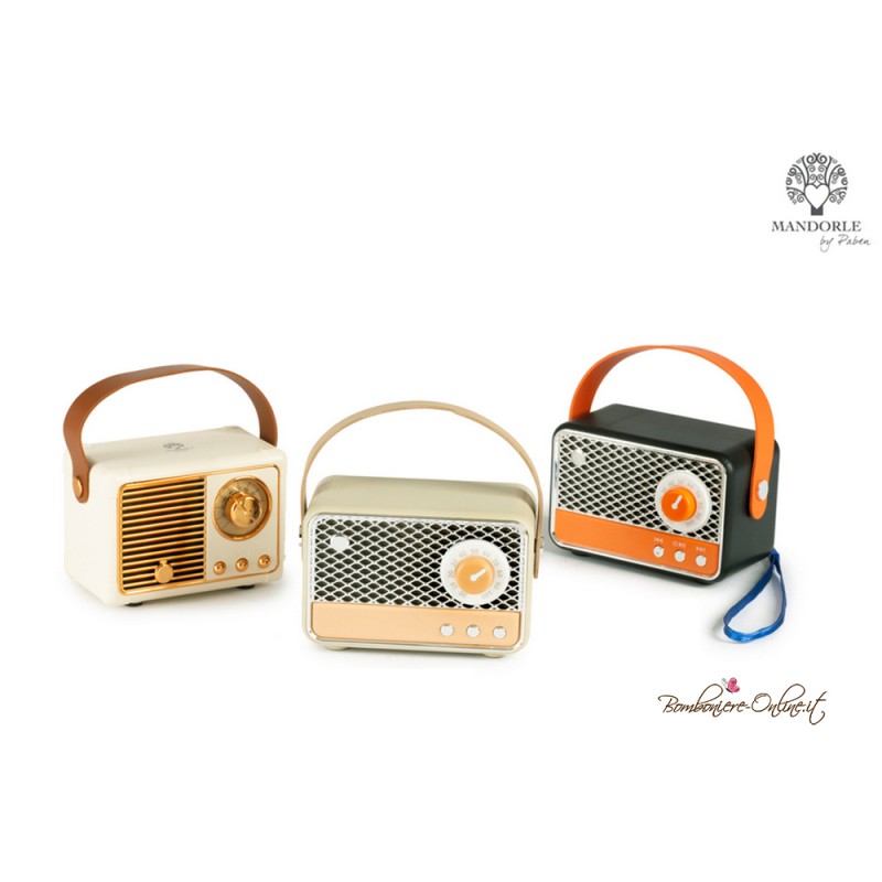 Bomboniera Vintage Retrò Radio Speacker Bluetooth Bianco