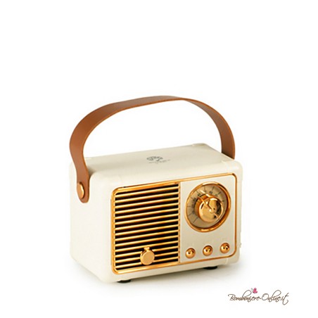 Bomboniera Vintage Retrò Radio Speacker Bluetooth Bianco