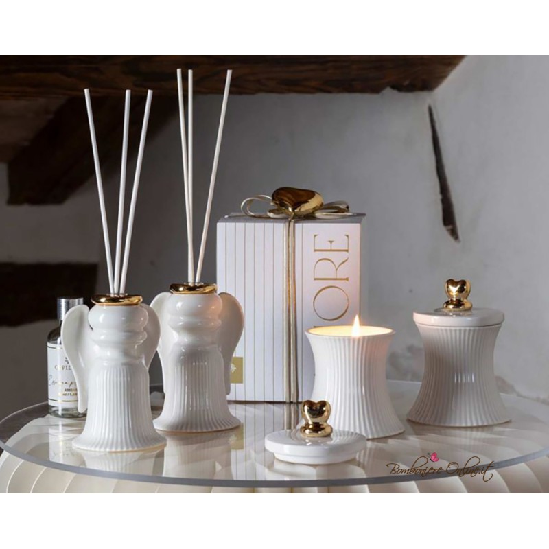 Bomboniera Candela Plisse in Porcellana Bianca