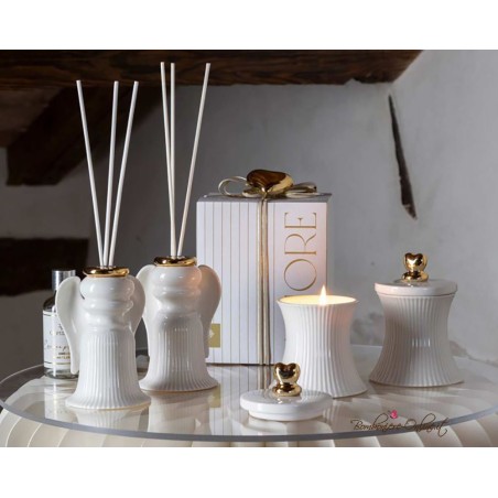 Bomboniera Candela Plisse in Porcellana Bianca