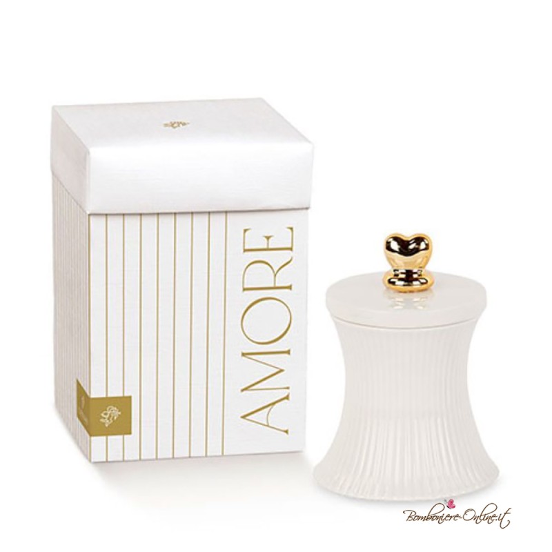 Bomboniera Candela Plisse in Porcellana Bianca