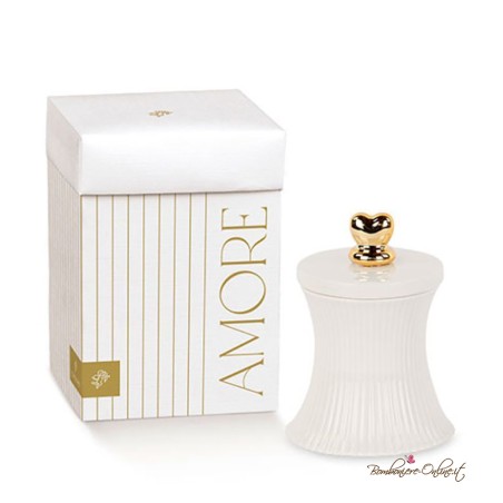 Bomboniera Candela Plisse in Porcellana Bianca