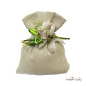 Sacchetto Portaconfetti Alcantara Tortora con Pick Fiori