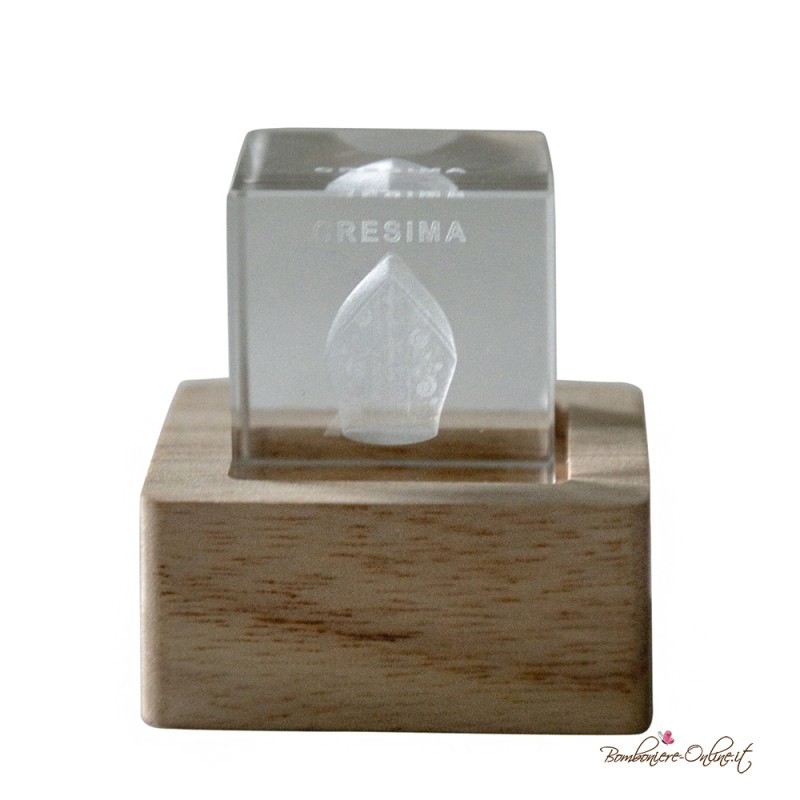 Bomboniera Lampada Cubo Luminoso Crystal Santa Cresima