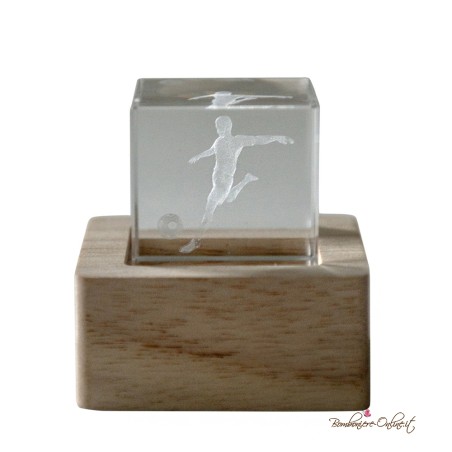 Bomboniera Lampada Cubo Luminoso Crystal Calciatore