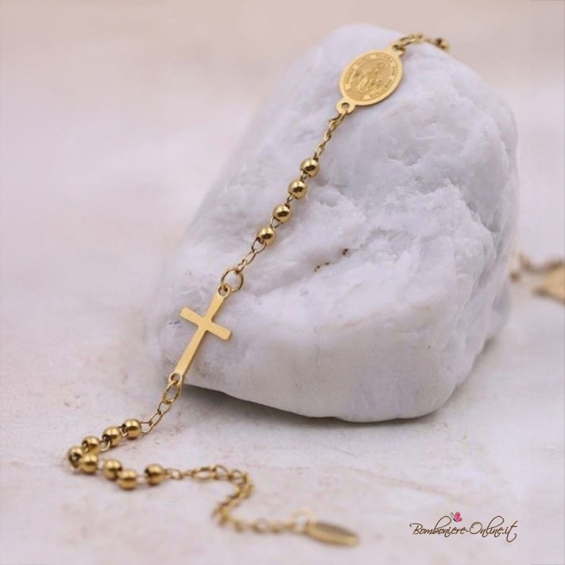 Bomboniera Rosario Bracciale Gold