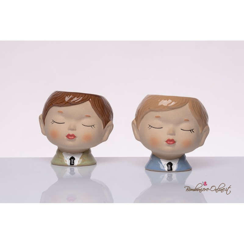 Bomboniera Vasetto Portapiantina Ragazzo con Cravatta