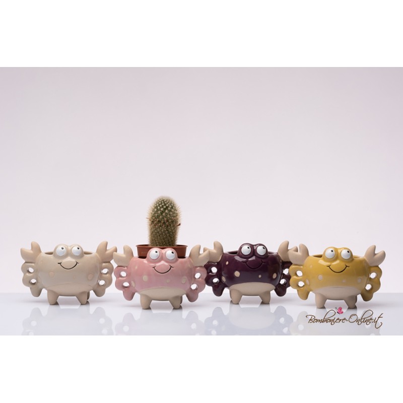 Bomboniera Vasetto Portapiantina Granchietto Colorato