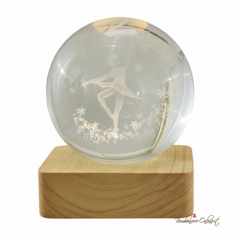 Bomboniera Lampada Globo grande Ballerina su Base Quadrata