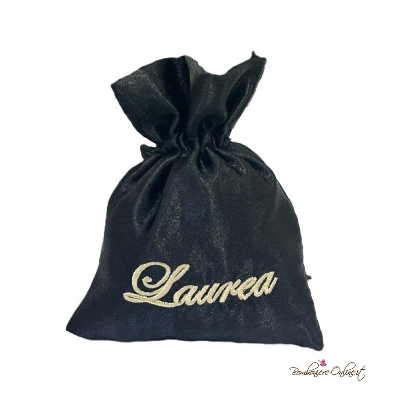 Sacchetto Portaconfetti Laurea Raso Nero scritta Laurea