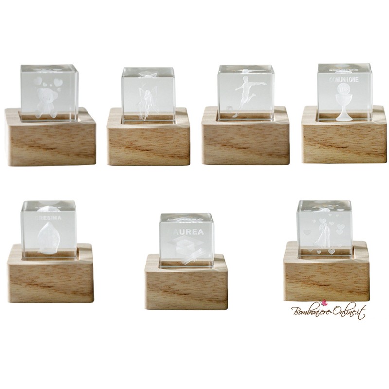 Bomboniera Lampada Cubo Luminoso Crystal Fata