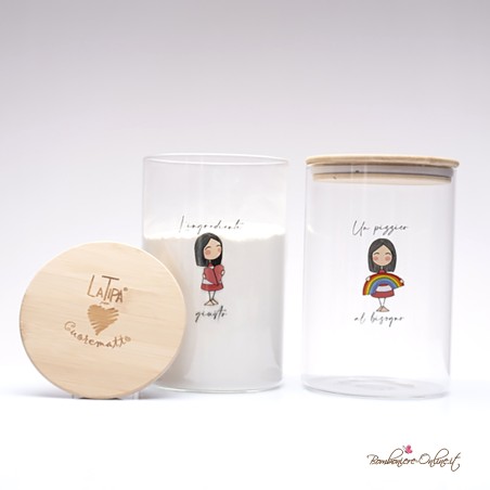 Bomboniera Solidale Barattolo piccolo Serie "La Tipa"