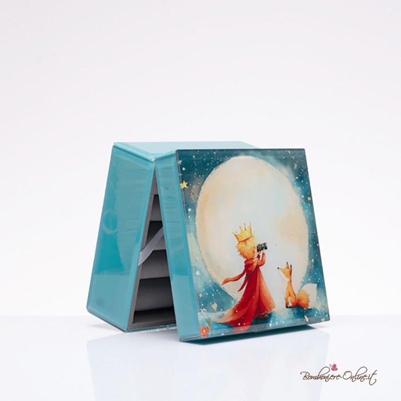 Bomboniera Solidale Portagioie Quadrato serie "Piccolo Principe"