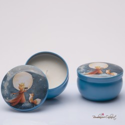 Bomboniera Solidale Candelina in box latta serie "Piccolo Principe"