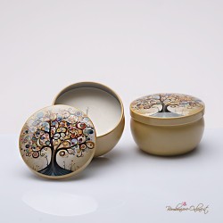 Bomboniera Solidale Candelina in box latta Albero della Vita