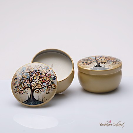 Bomboniera Solidale Candelina in box latta Albero della Vita