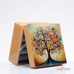 Bomboniera Solidale Portagioie Quadrato serie "Albero della Vita"