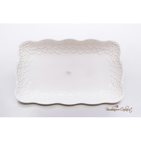 Bomboniere Morena: Vassoio rettangolare in porcellana bianca Cuori