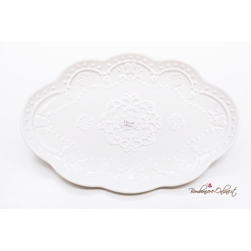 Bomboniere Morena: Vuotatasche vassoio ovale in porcellana bianca