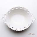 Bomboniere Morena: Ciotola ovale in ceramica bianca con bordo traforato