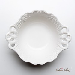 Bomboniere Morena: Ciotola tonda in ceramica bianca con bordo traforato