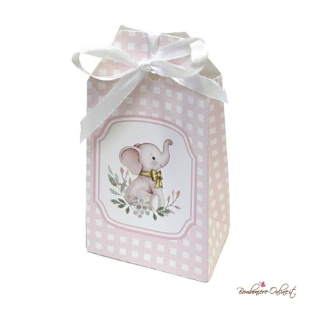 Scatolina Portaconfetti Elefantino Rosa con Fiocco