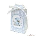 Scatolina Portaconfetti Elefantino Azzurro con Fiocco