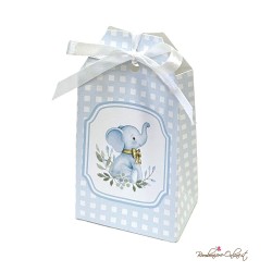 Scatolina Portaconfetti Elefantino Azzurro con Fiocco