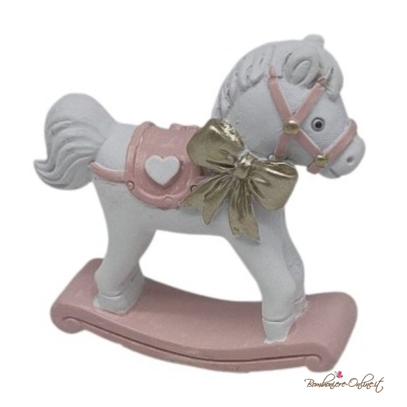 Bomboniera Cavallo a Dondolo Rosa