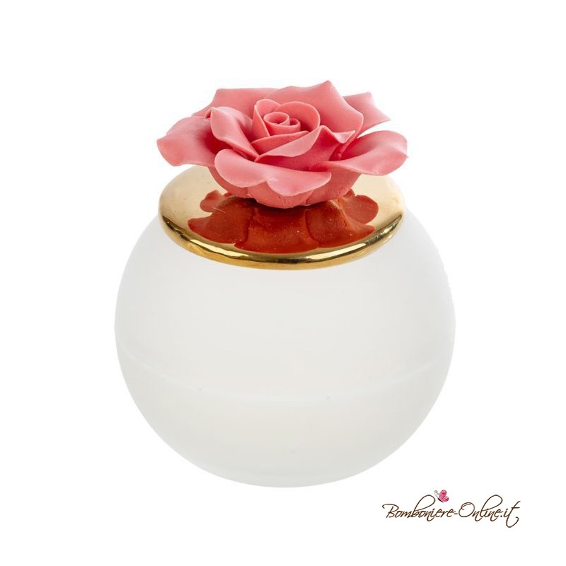 Bomboniera Candela con Rosa color Corallo