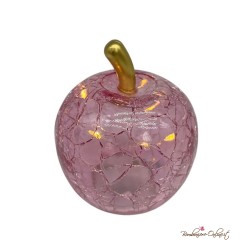 Bomboniera Mela Rosa in Vetro effetto Crackle e Luce Led
