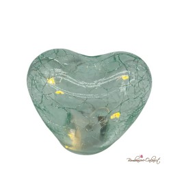 Bomboniera Cuore Celeste in Vetro effetto Crackle e Luce Led