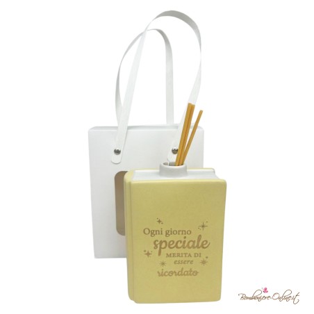 Bomboniera Profumatore Libro Giallo con Frase