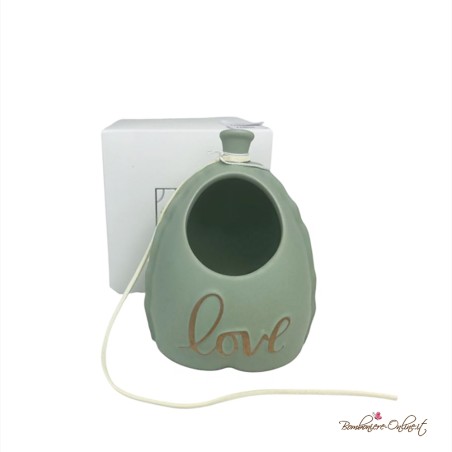 Bomboniera Portapiantina Cuore Satinato VERDE "Love"