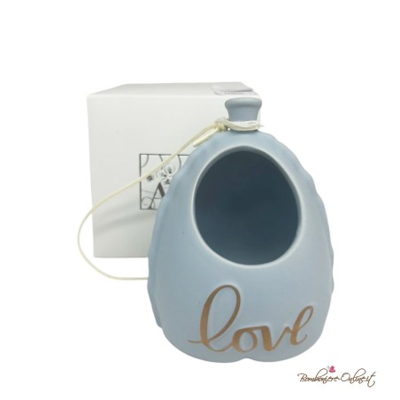 Bomboniera Portapiantina Cuore Satinato CELESTE "Love"