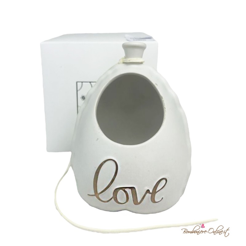 Bomboniera Portapiantina Cuore Satinato BIANCO "Love"