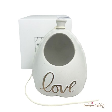 Bomboniera Portapiantina Cuore Satinato BIANCO "Love"