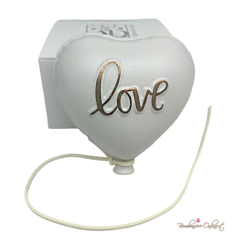 Bomboniera Palloncino Cuore Satinato BIANCO "Love"