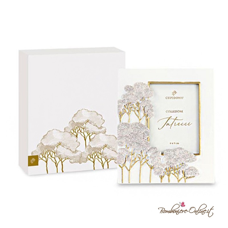 Bomboniera Cornice Portafoto Piccola Alberi Linea Intrecci