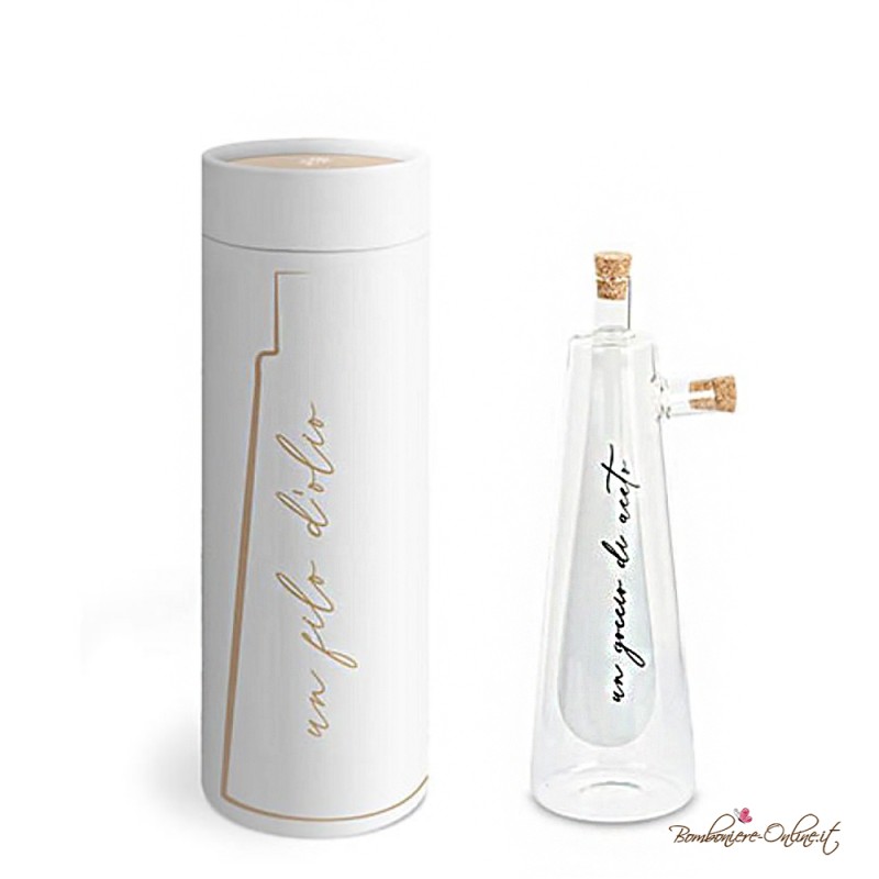 Bomboniera Oliera Acetiera in Vetro Borosilicato con Frase
