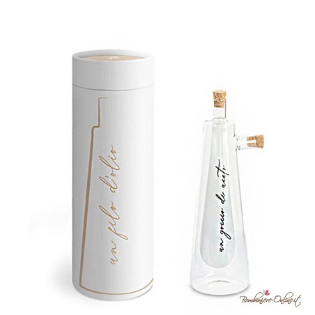 Bomboniera Oliera Acetiera in Vetro Borosilicato con Frase