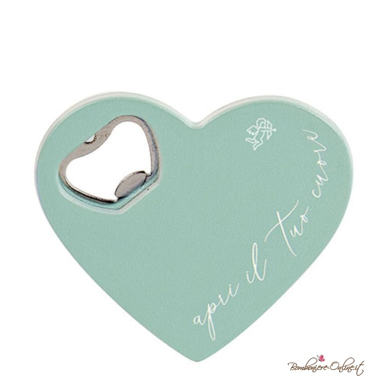 Bomboniera Apribottiglie Verde "Apri il tuo Cuore"