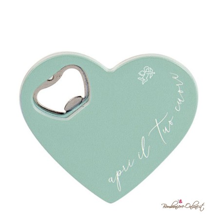 Bomboniera Apribottiglie Verde "Apri il tuo Cuore"