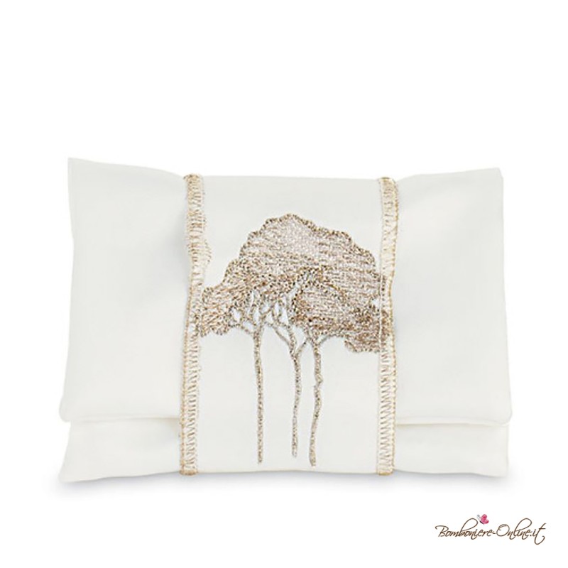Portaconfetti Pochette in Raso con Fascia Alberi