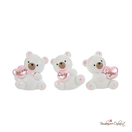 Bomboniera Orsetto Rosa Amore, Gioia, Sogni