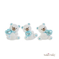 Bomboniera Orsetto Celeste Amore, Gioia, Sogni