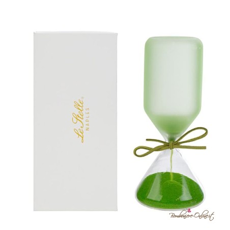 Bomboniera Clessidra Grande in Vetro Satinato Verde