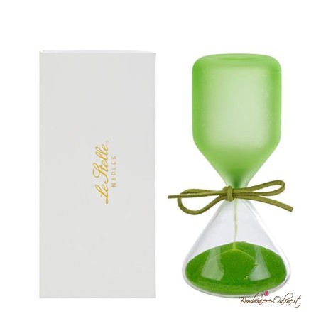 Bomboniera Clessidra Media in Vetro Satinato Verde