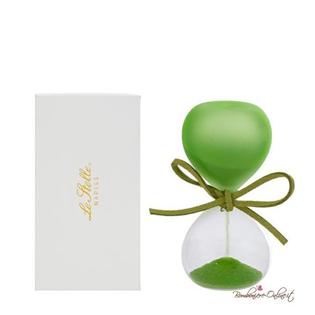 Bomboniera Clessidra Piccola in Vetro Satinato Verde